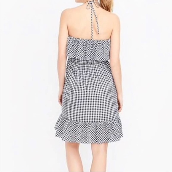 J.Crew Ruffle Halter Dress SZ S Black & White Gingham - Picture 3 of 16